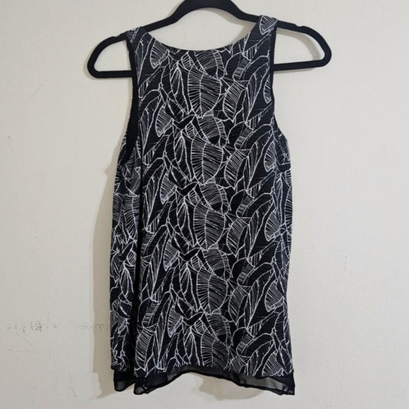 LOFT Leaf Print Layered Tank Blouse - Picture 2 of 7